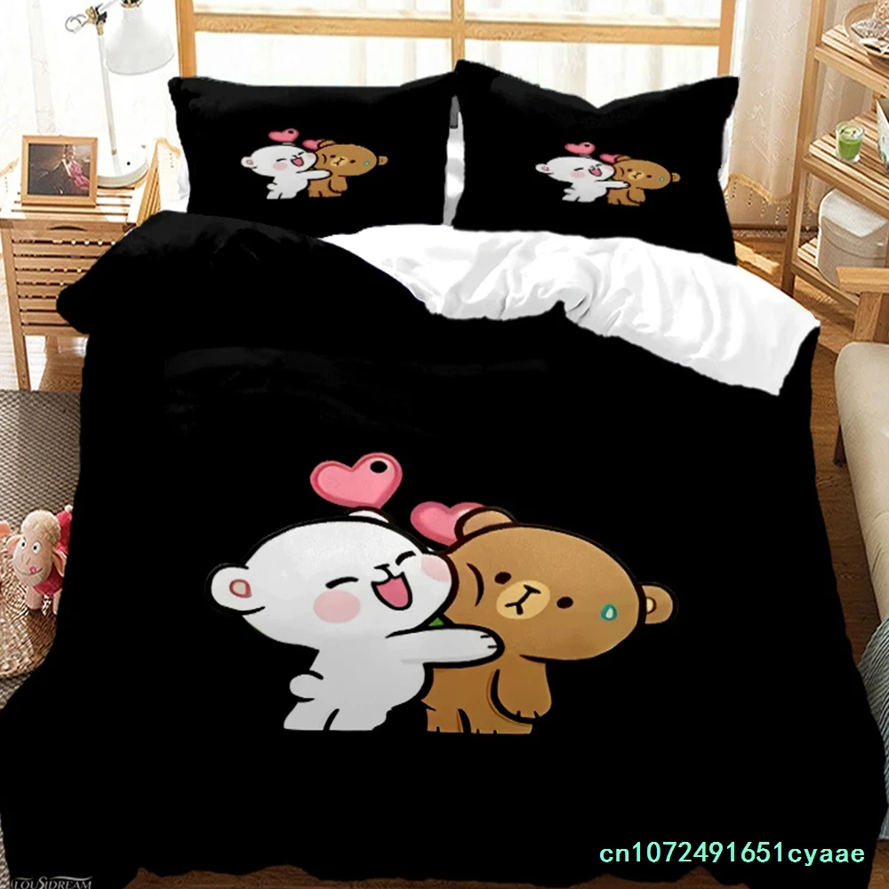 Cute Bubu Dudu Cartoon Bear Panda Duvet Cover Kawaii Bedding Sets Soft Quilt Cover And Pillowcases Single/Double/Queen/King Boys