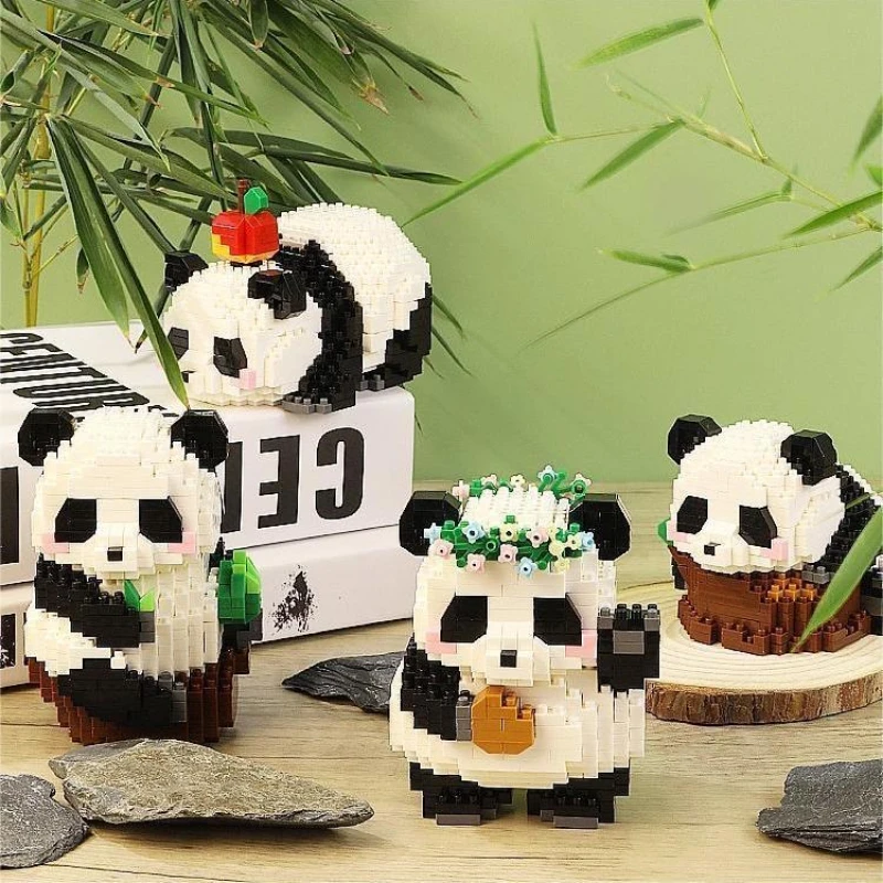 Cute Panda Series Building Block Toys with Small Particles BricksDIY Assembly Toy Figures for Children and Adults Gift