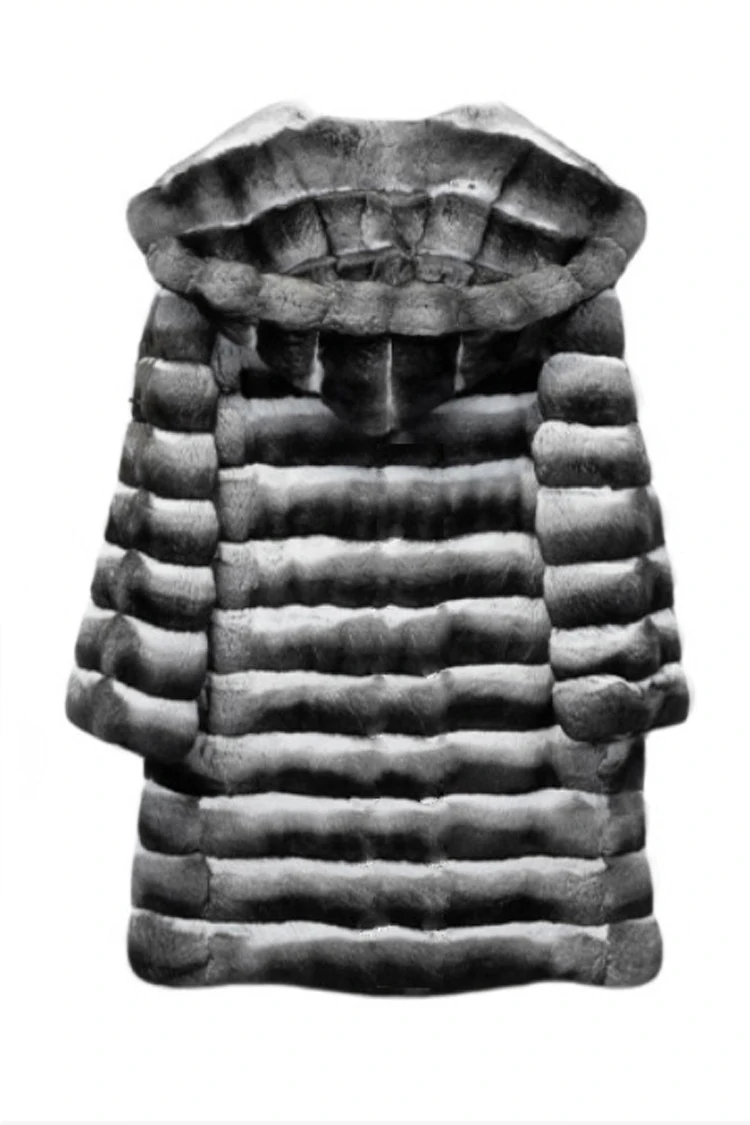 معطف نسائي من الفرو الصناعي بغطاء للرأس، سترة طويلة من القطيفة، ملابس خارجية شتوية دافئة على طراز شينشيلا، سميكة ورقيقة جديدة #6