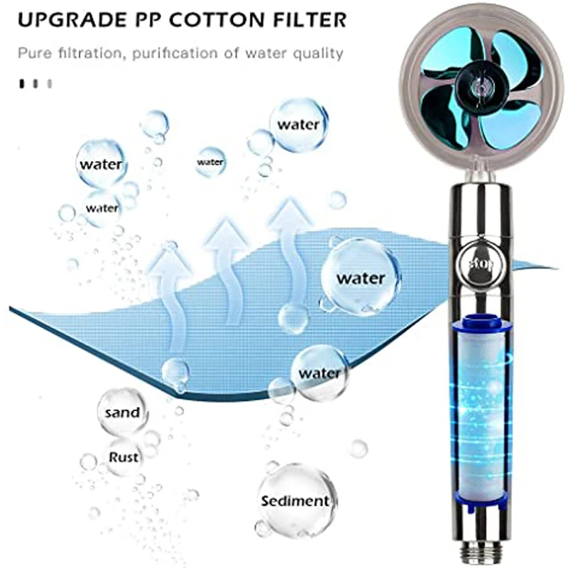 강한 고압 물 절약 샤워 헤드 필터 및 호스 360 회전 터보 욕실 마사지 강우량 샤워