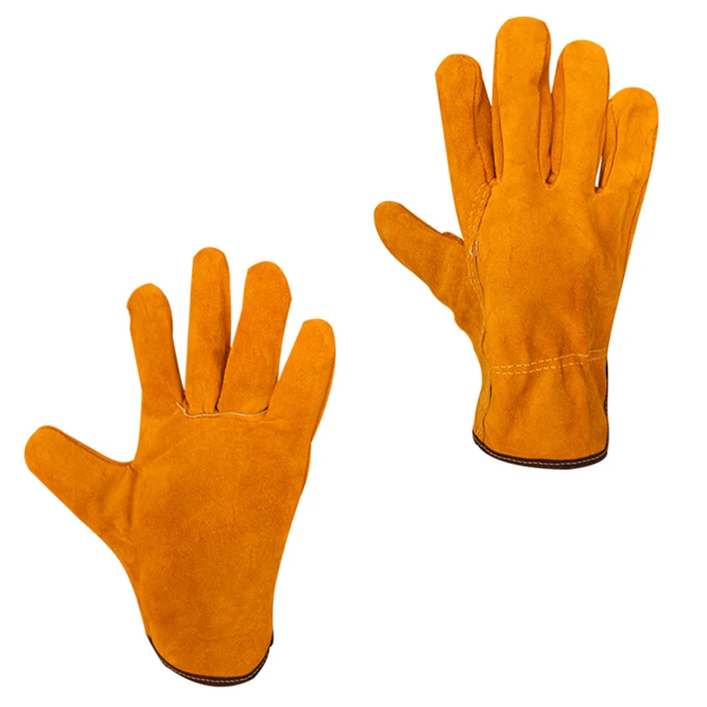 1Pair Protective Welding Gloves Cowhide Heat Resistant Wear Resistant Gloves for Welding Food Production Forestry