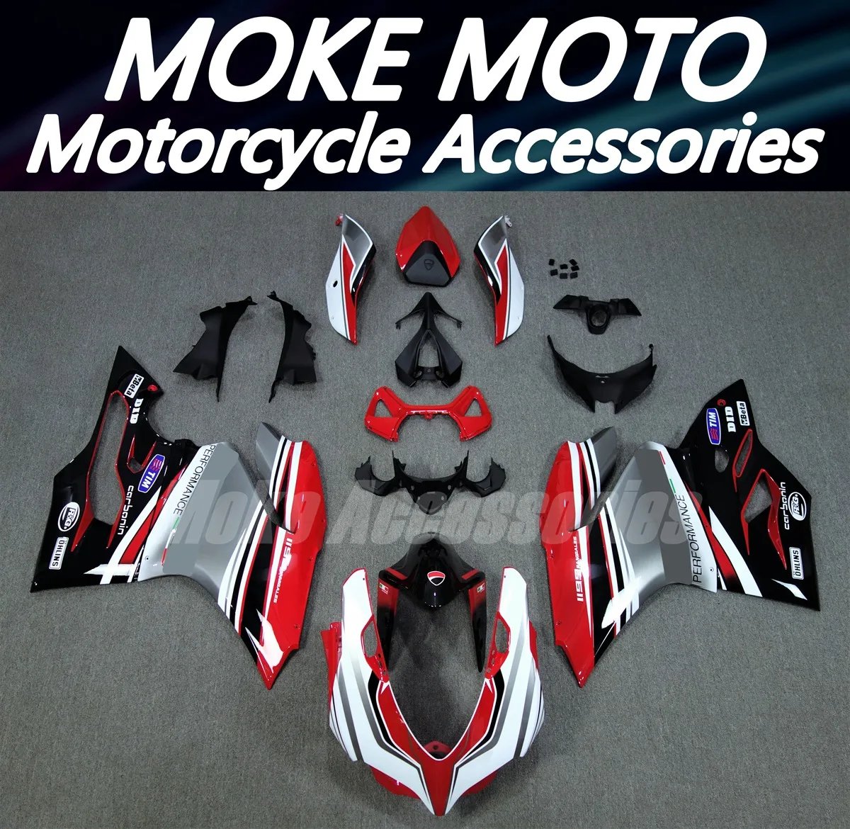 

Motorcycle Fairings Kit Fit For Panigale 899 1199 2012 2013 2014 Bodywork Set High Quality ABS Injection New Red silver