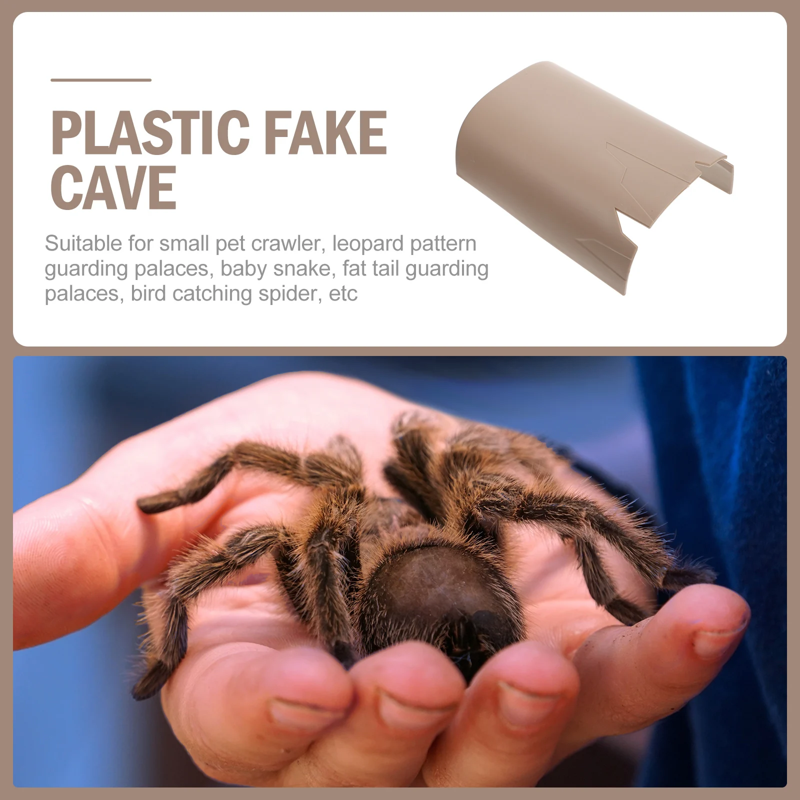 

Plastic Fake Cave for Leopard Gecko Reptile Small Brown Simulation Toy Lizard Accessory Decorative Realistic Lifelike Hiding