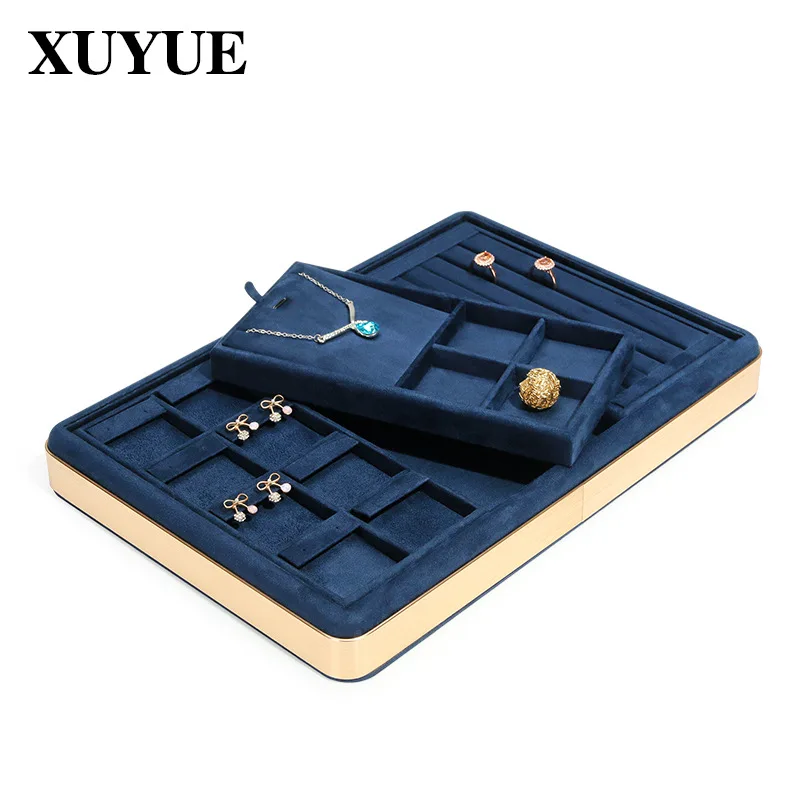 New jewelry props blue metal tray necklace ring jewelry look pallet jewelry storage display display plate