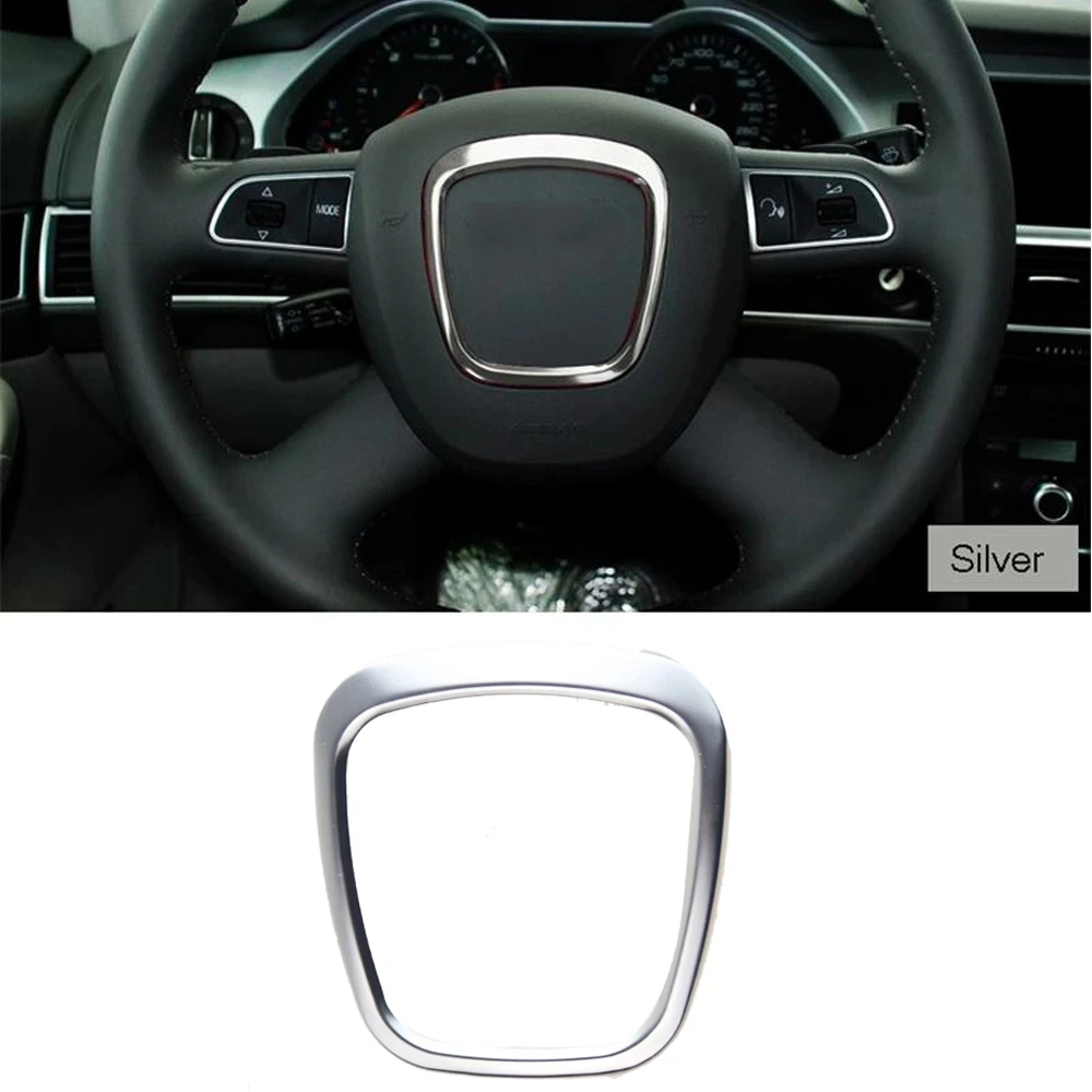 Car Styling steering wheel center logo Covers Stickers Trim for Audi A4 B6 B7 B8 A6 C6 A5 Q7 Q5 A3 8P S3 8  Interior Accessories