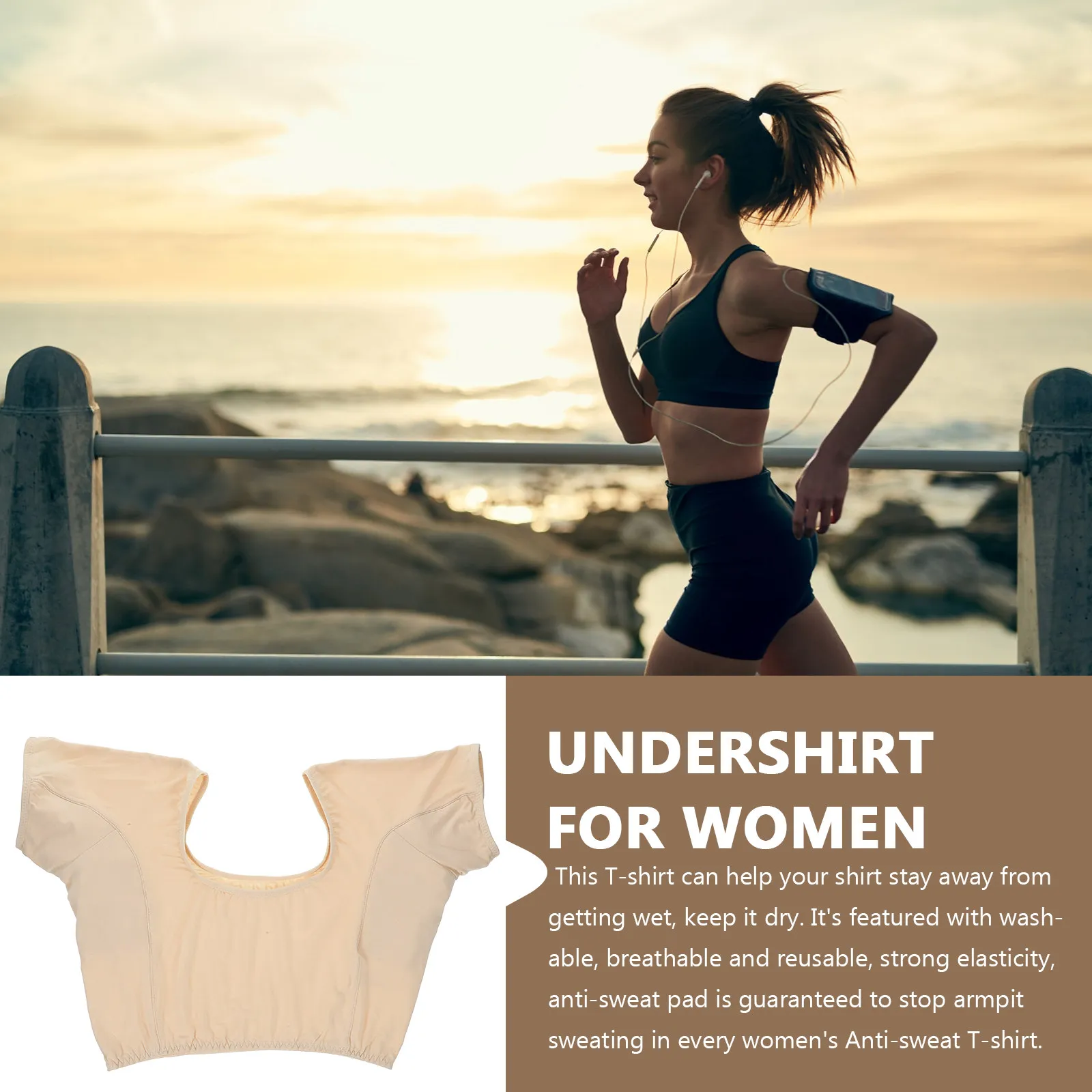 

1Pcs Sweat Absorbent Vest for Women Cotton Underarm Sweat Pads Reusable Breathable Armpit Shield for Summer Outdoor Workout