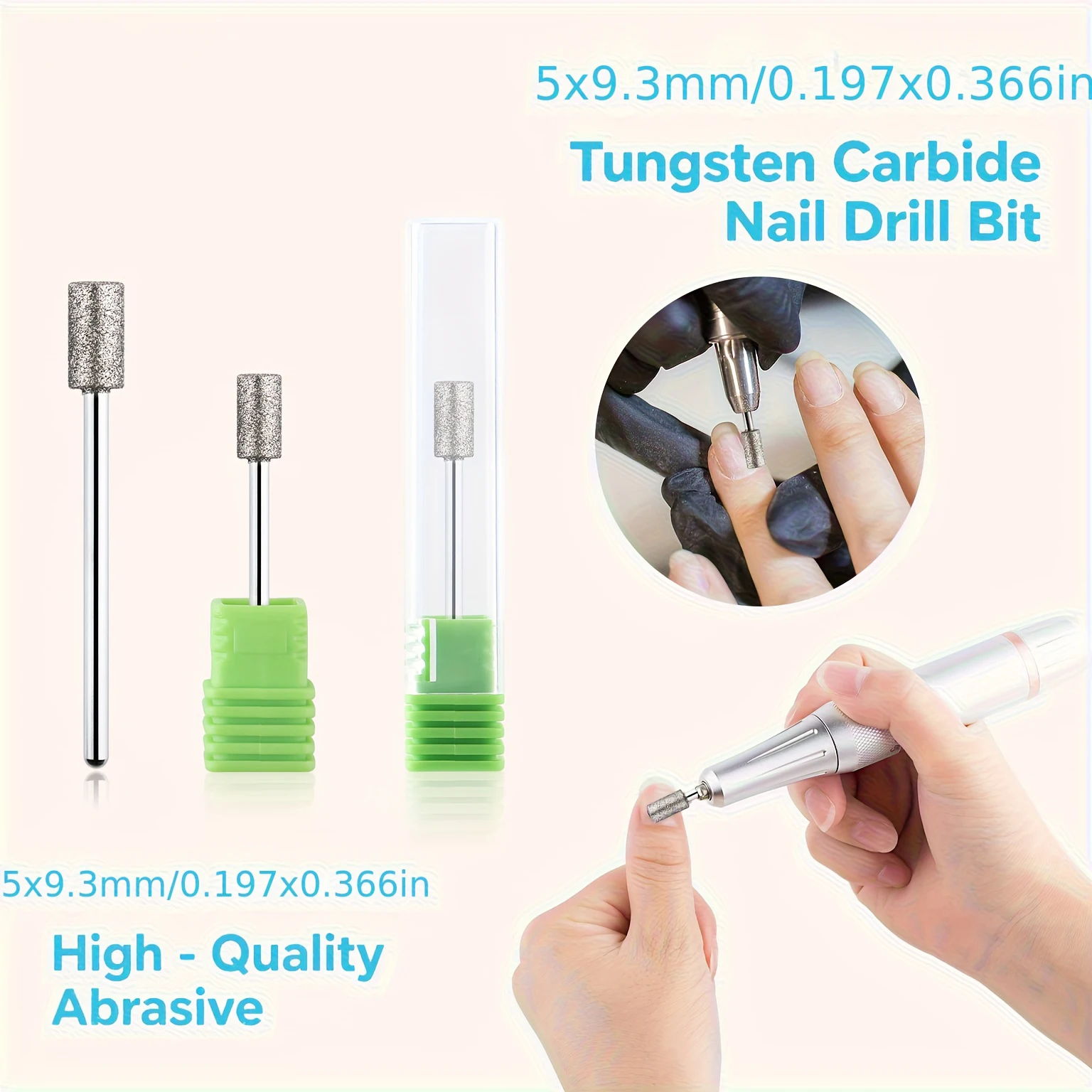 

1PCS Diamond Nail Drill Bits 5*9.3mm Russian Cuticle Bit Electric Manicure Drill Rotary Burr Nails Accessories