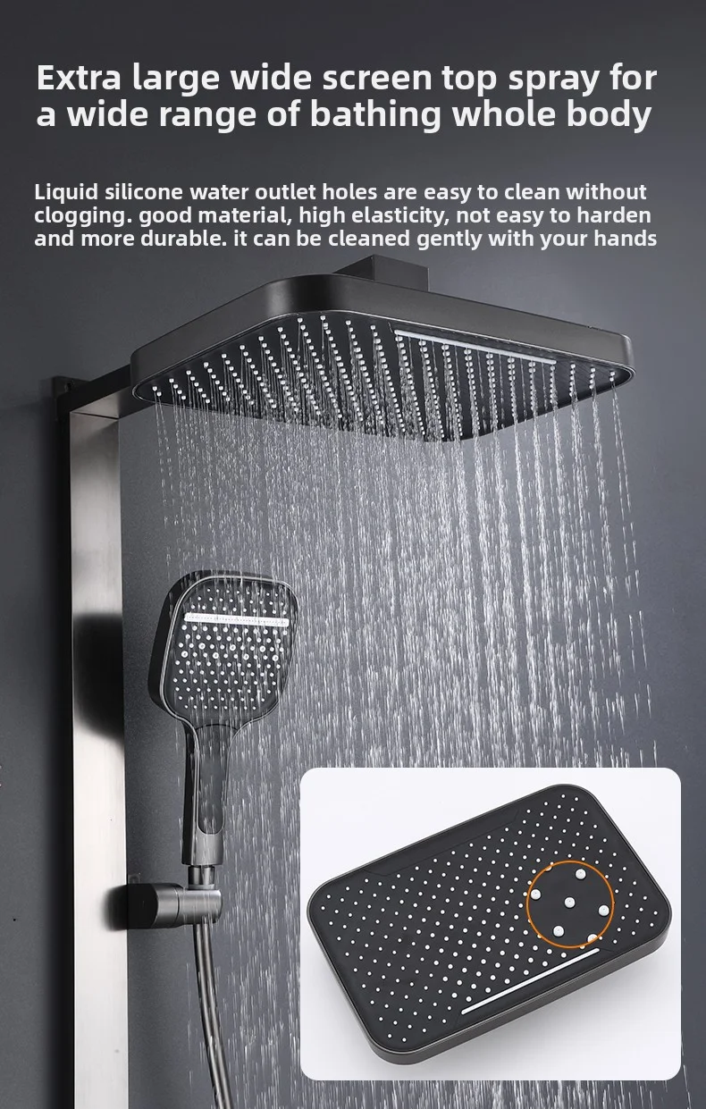 Deluxe bathroom with light shower system, tempered glass piano key, intelligent digital display, thermostat, blender, shower fau