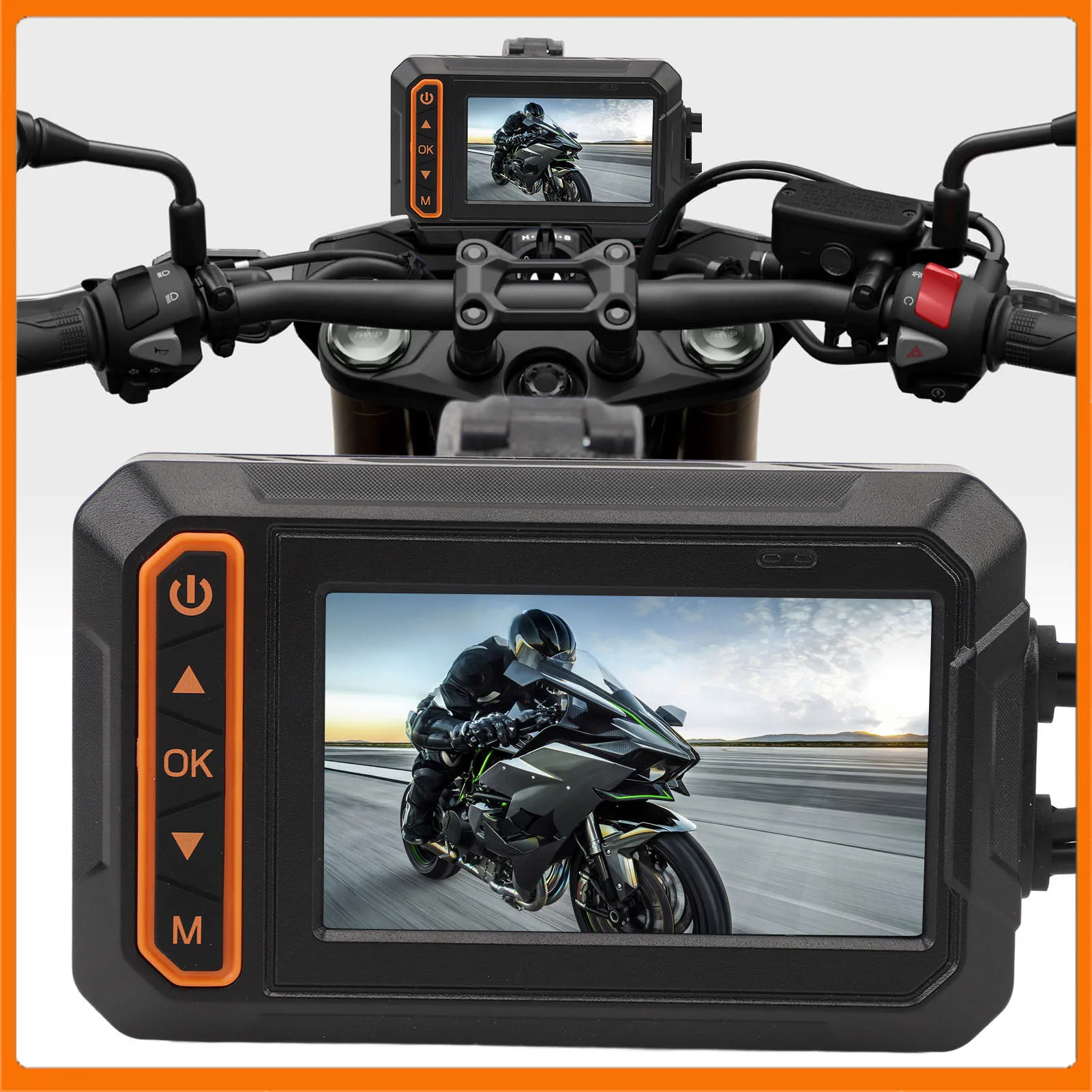 

Cycling Recorder Motorcycle Dash Camera Dual Lens Front and Rear 1080P 3in IPS Screen IP67 Driving Recorder for Motorsports