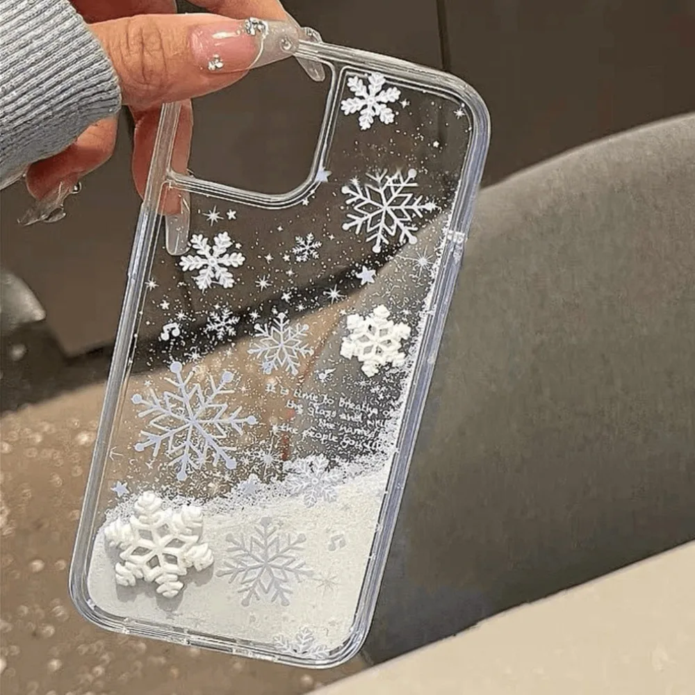 

Блестящий чехол с подвеской в виде снежинки и зыбучих песков для iPhone 16, 15 Pro Max 14 Plus 13 12, зимний чехол из ТПУ с рисунком снеговика и блестящего цветка