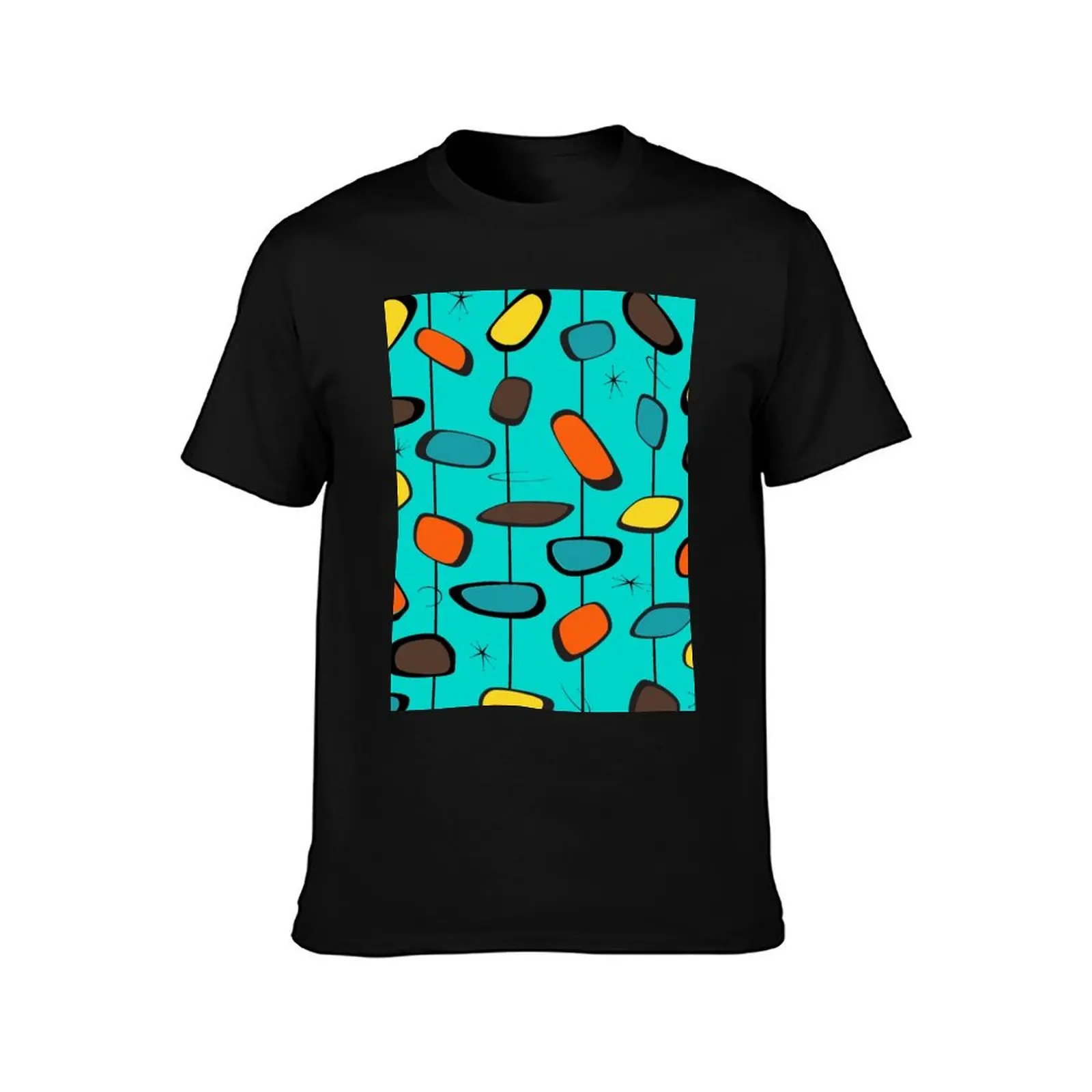 Mid Century Modern Teal Pattern Starburst T-Shirt anime shirt customs design your own Blouse mens designer t shirt