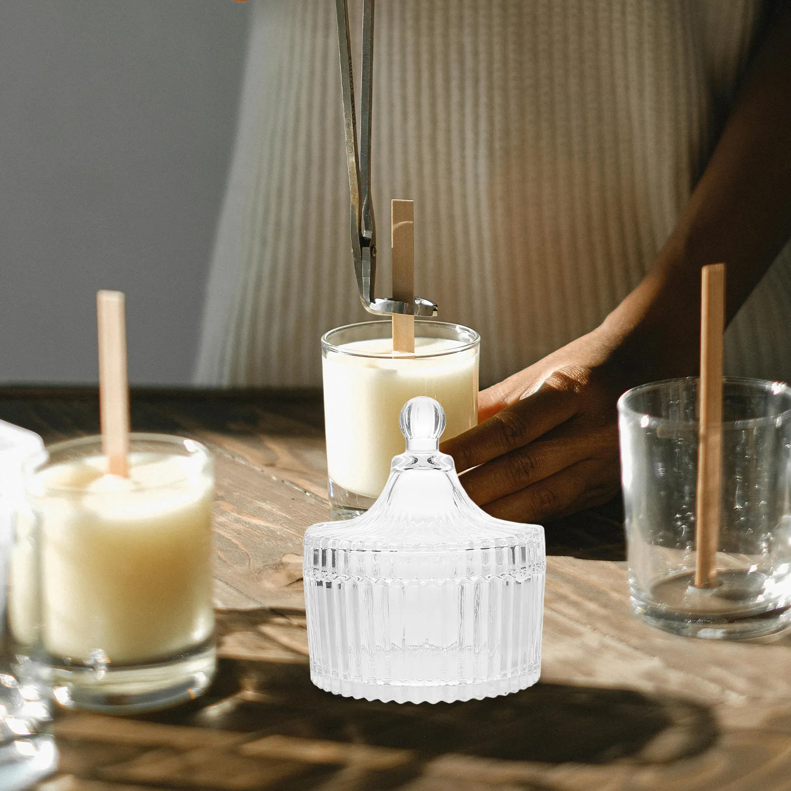 

Стеклянный подсвечник для чайных свечей с крышкой в винтажном стиле, ароматическая чаша, маленькая декоративная емкость для свечей, эфирных масел, для дома