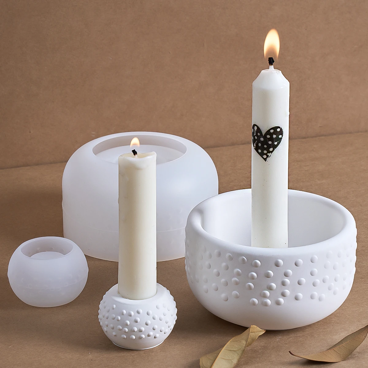 Polka Dot Candle Holder Silicone Mold DIY Round Pattern Plaster Candle Base Storage Bowl Concrete Resin Mold Home Decor Craft view 6