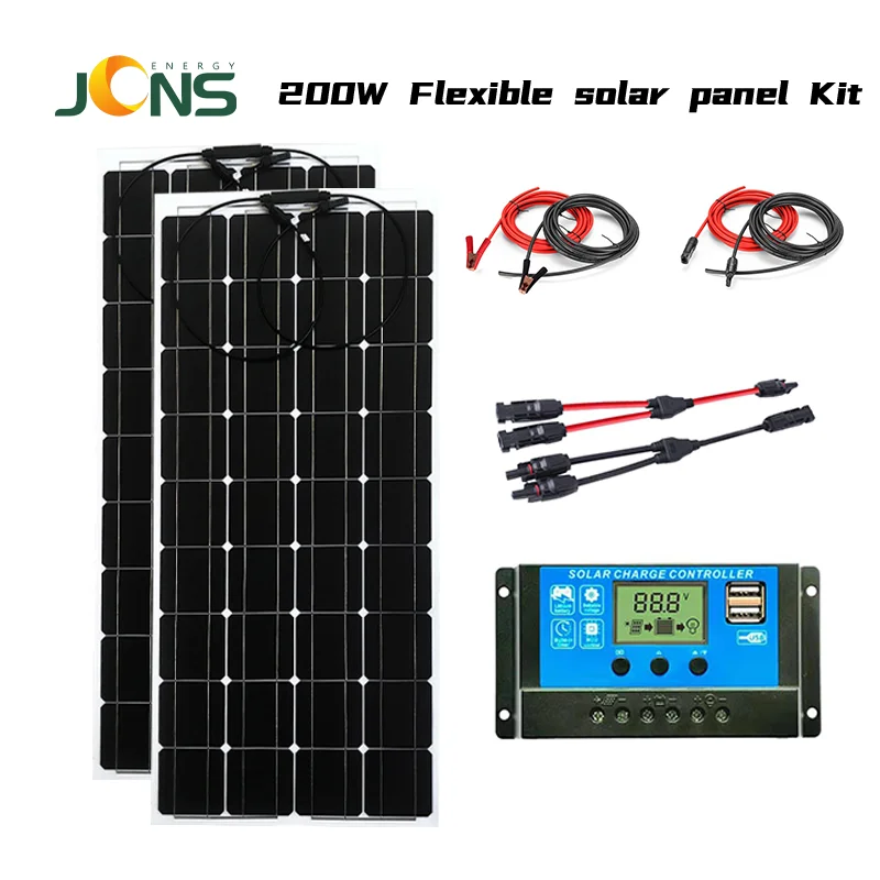 JCN Wholesale Monocrystalline PV Thin Film Solar Panel  18V 180w 200w Etfe  Flexible  