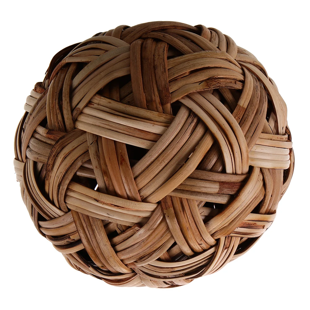 

20Cm Bamboo Woven Ball Handcrafted Cuju Ornament For Home Office Decor Photography Prop Rustic Vintage Decorative Spheres