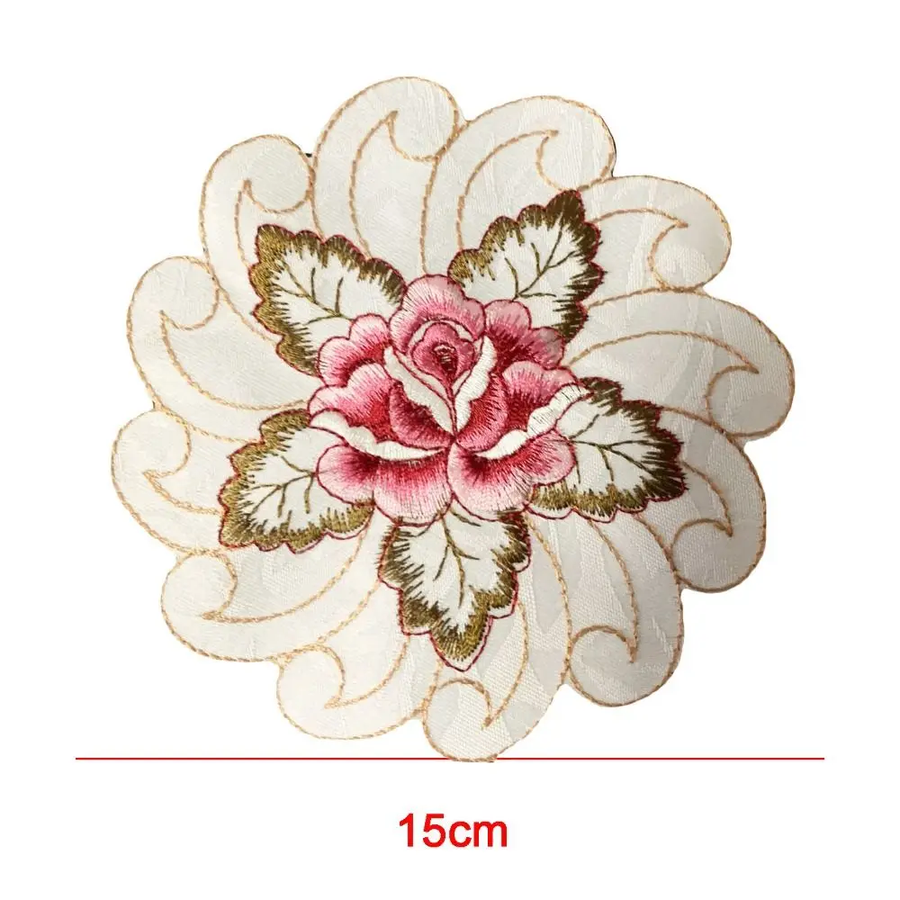 Tablecloth Flower Pattern Coaster Round Delicate Cup Pad Embroidery Flower Doily Table Decoration