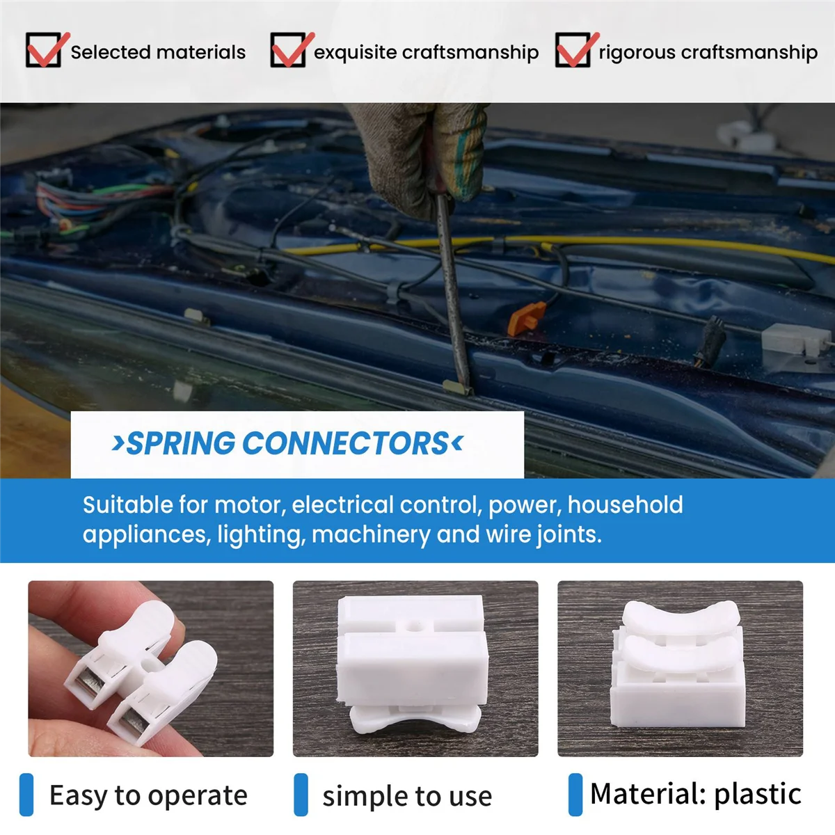 50PCS CH2 Spring Quick Wire Connector Cable Clamp Terminal Block Connector for LED Strip Light TQ
