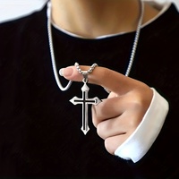 1pc Simple Fashion Stainless steel Cross Pendant Necklace
