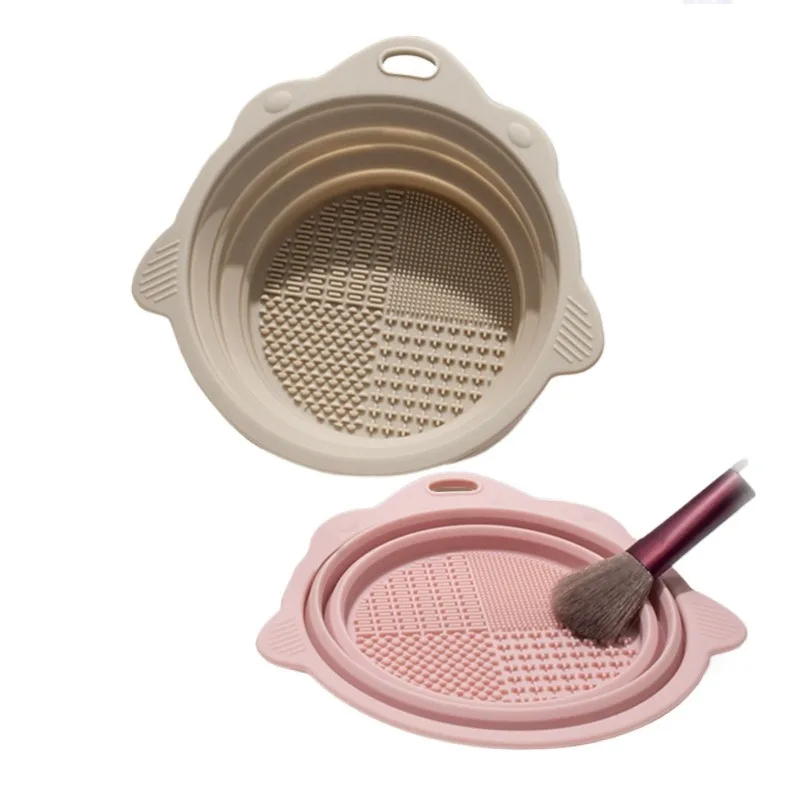 Silicone Makeup Brush Tool Washing Bowl Powder Puff Beauty Cleaning Round Foldig Wash Bowl