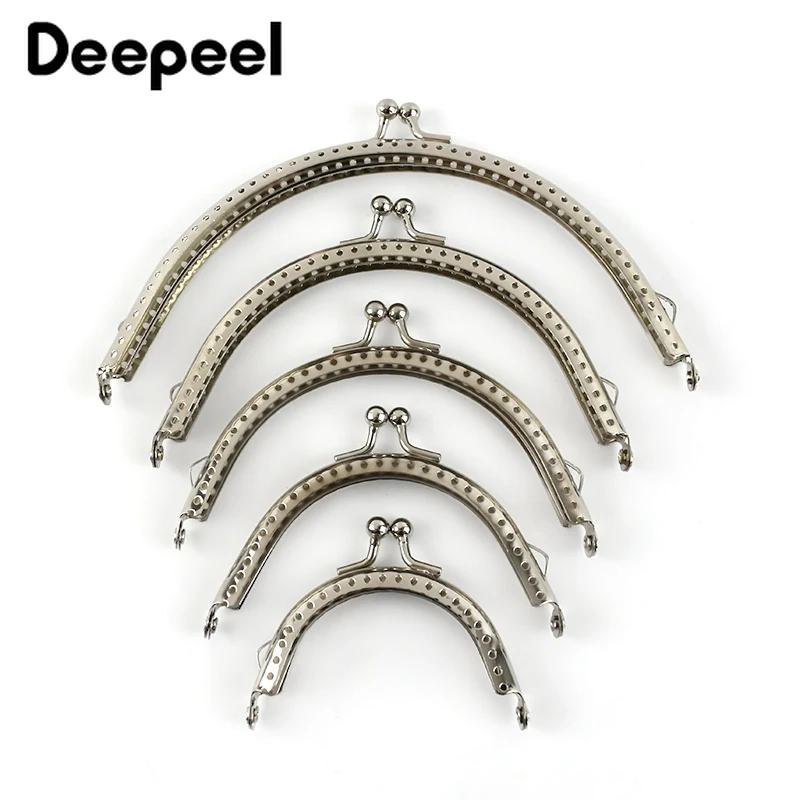 10Pcs 6.5cm~15.5cm Silver Metal Bags Handles Purse Frame for Bag Handle Kiss Clasp Handbag Diy Sewing Brackets Wallet Accessory