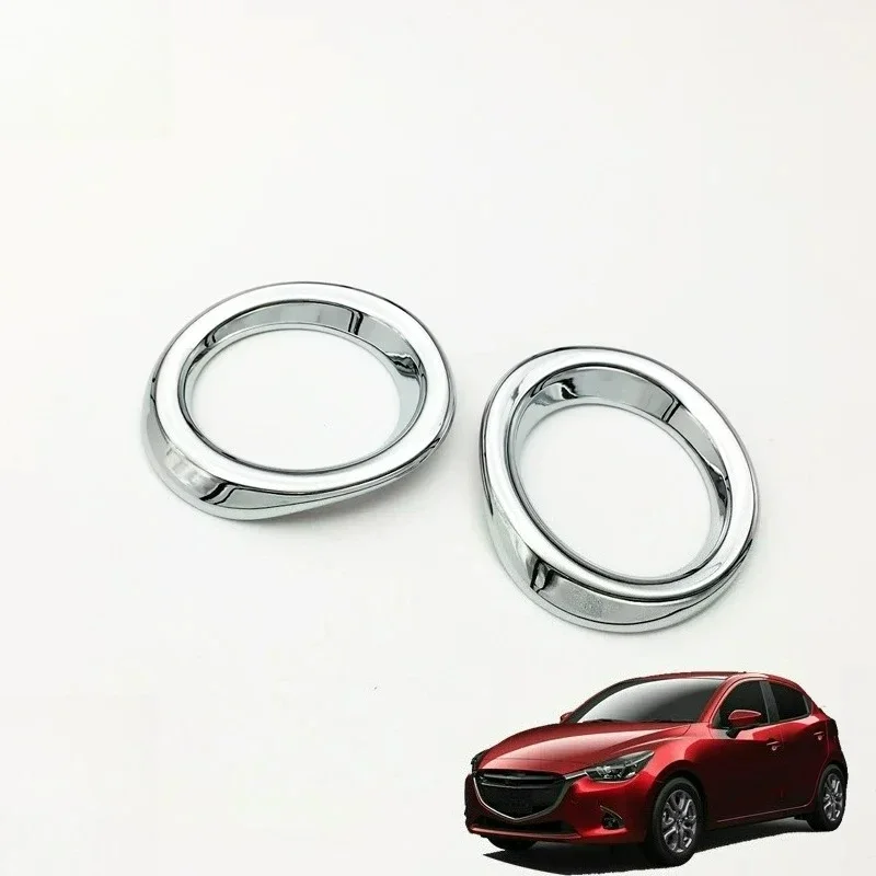 Chrome Front Fog Light Styling Cover FOR 2015 2016 Mazda2 DJ DL Foglight Trim Eyebrow Sedan Hatchback Accessories - view 4