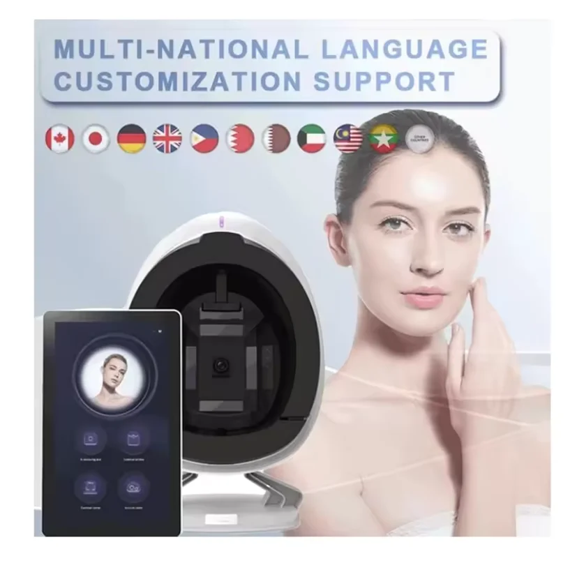 New Q1 3D AI Facial Skin Analyzer Machine 8 Light Spectrum Skin Analysis Scanner Detection Skin Problem Diagnosis Equipme