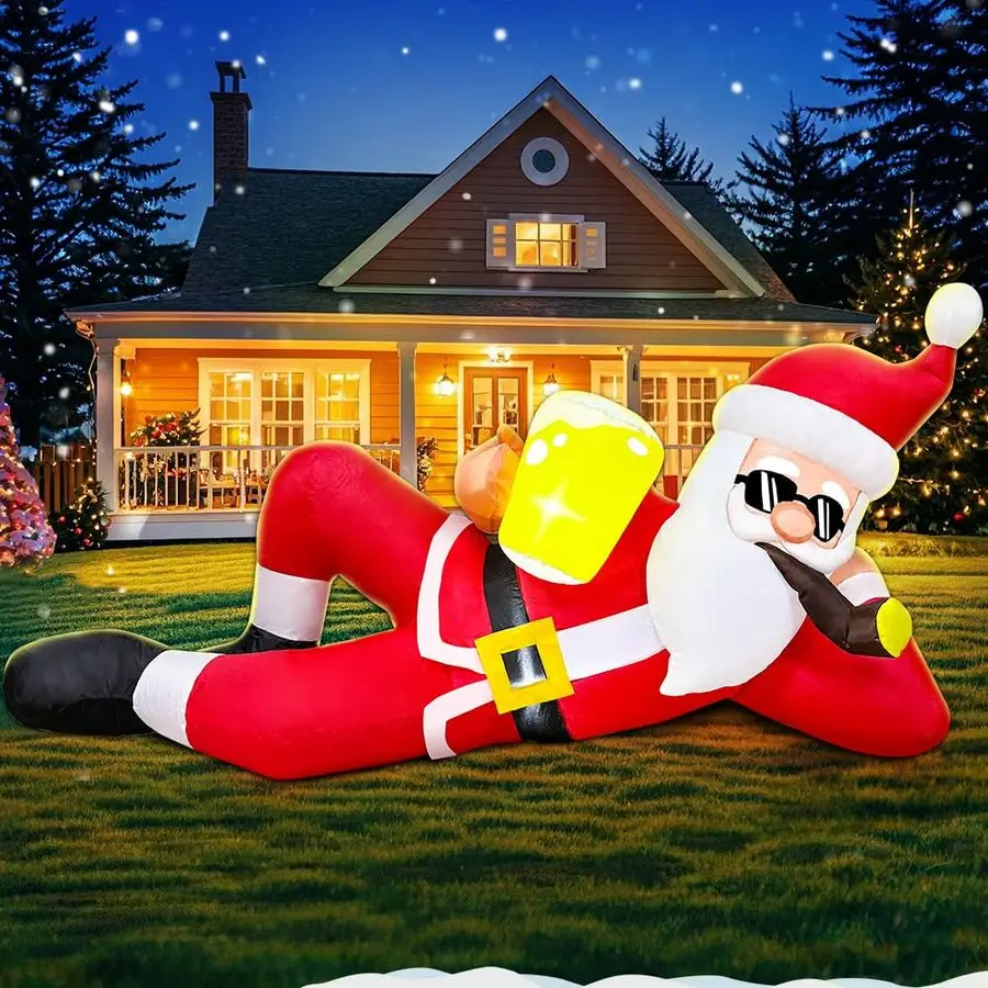 

Inflatable Lying Santa Claus Outdoor Decoration with LED Lights Christmas Blow up Yard Decor for Outside Garden Lawn Xmas