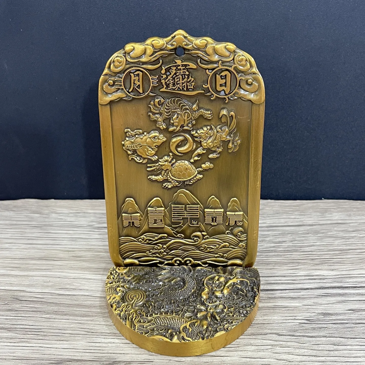 Imitation Antique Pure Copper Old Patina Five Road God of Wealth Sculpture Home Living Room Decorative Ornament