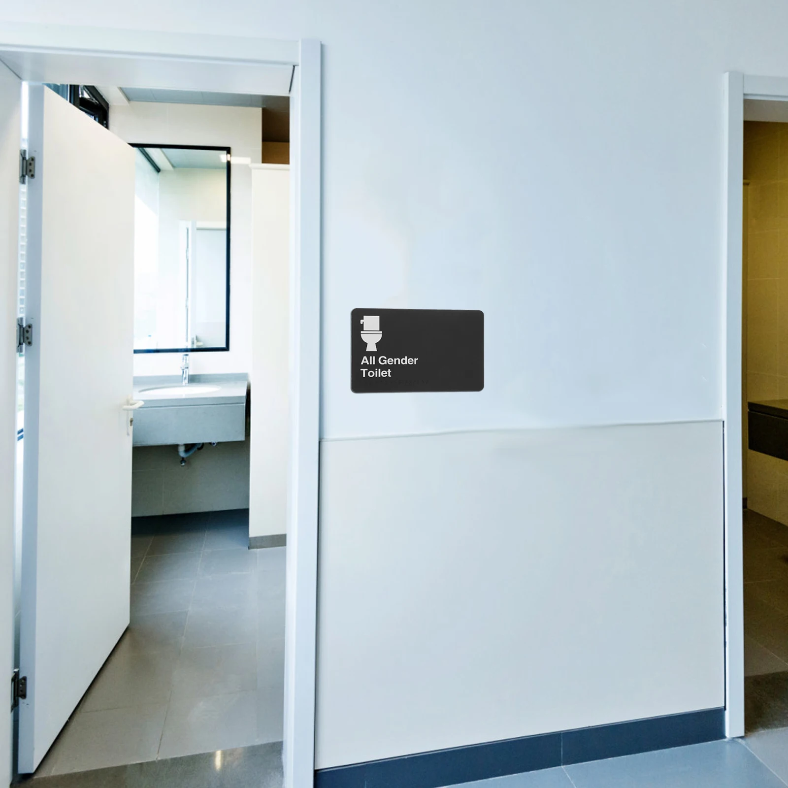 

All-Gender Restroom Sign ABS Braille Bathroom Signboard Unisex Door Sign for Toilet Signage High Visibility