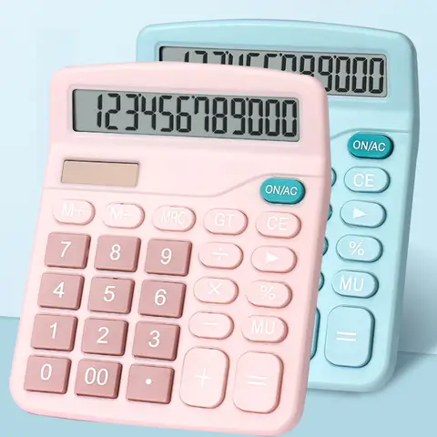 Office 1PC Transparent Gradient Large Button Calculator Large Screen Electronic Calculator 12 Digit Student Specific Calculator
