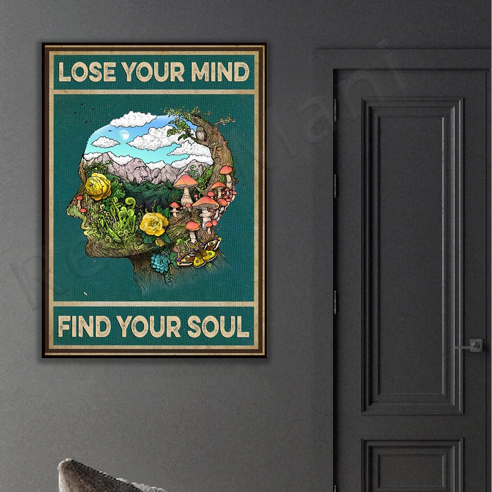Lose your mind find your soul retro poster, love hiking retro poster, love camping poster, adventure retro poster