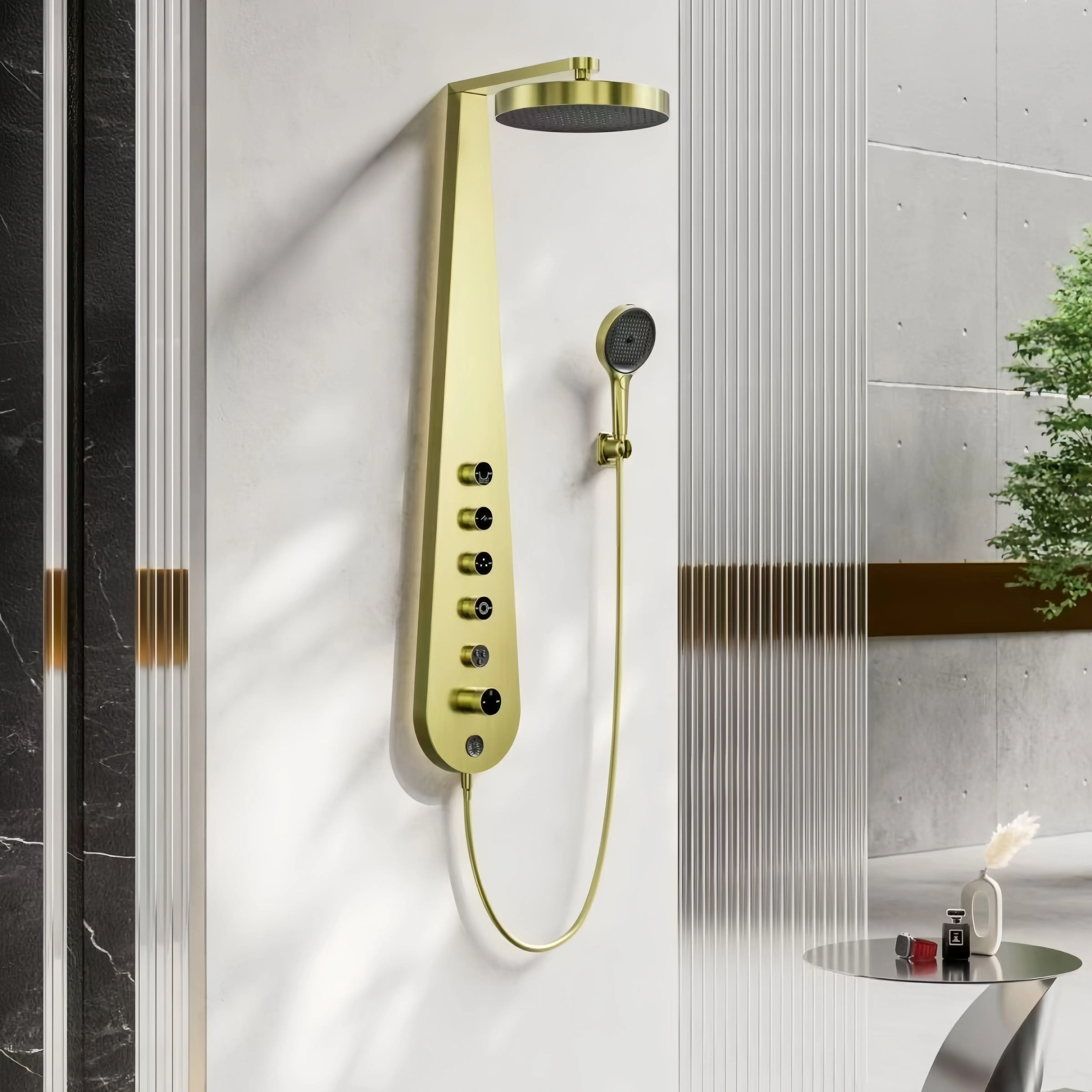 

Minimalist Single Handle Shower Set Slide Bar Pressure-Boosting Rain Showerhead for Home Bathroom Bathing Set