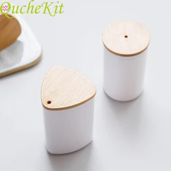 Wooden Toothpicks Storage Box Cotoon Wheels Cotoon Buds Plastic Jar Toothpicks Holder Small Bottles Home Decor Desktop Organizer