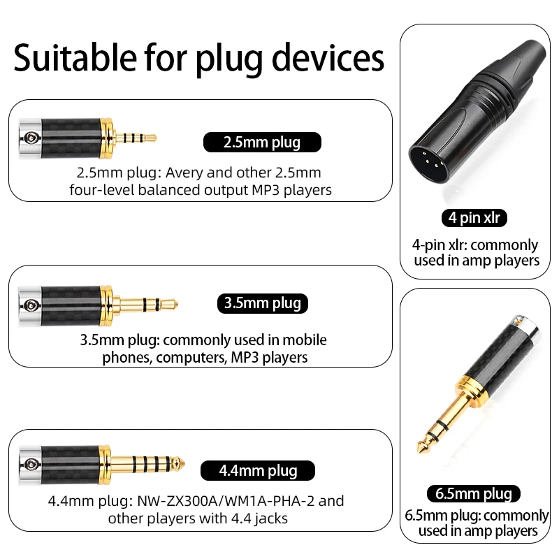 Imagem -04 - Ataudio-hifi Hd700 Cabo de Auscultadores Ações Escudo de Prata Pura Cabo de Fone de Ouvido Trançado para Hd700 Headset