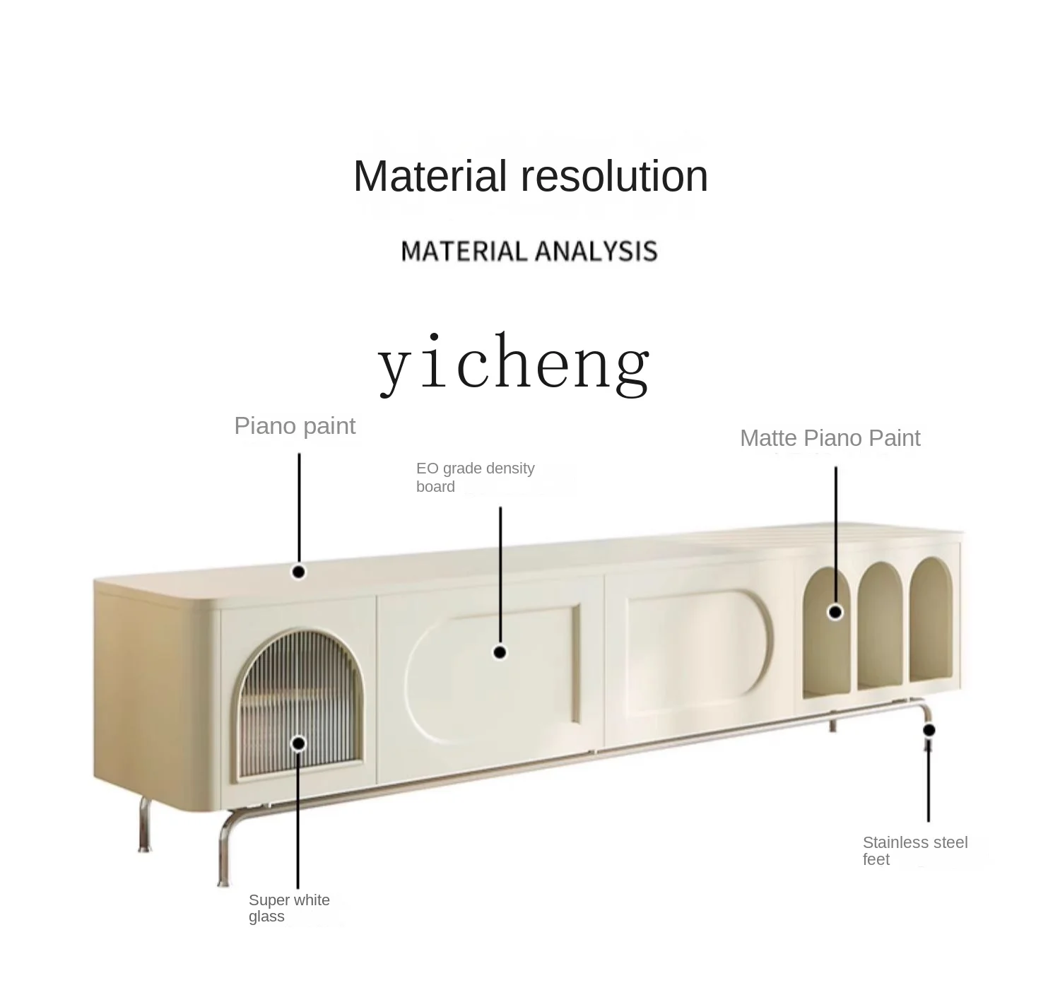 ZF TV Cabinet White Cream Style Living Room Home Tea Table Combination Storage Locker Small Apartment