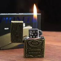 Retro Bronze Metal Gas Lighter，Inflatable Butane Flint Wheels Cigarette Lighter，Fire Smoker Best Gift Men Gadget，men's Gift