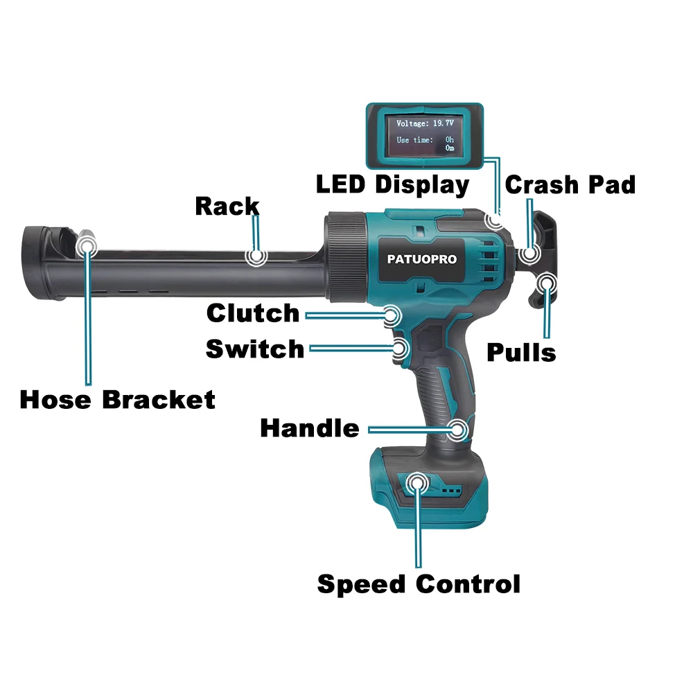 مسدس السد الزجاجي الكهربائي اللاسلكي متعدد الوظائف 6 مسدس غراء ملء السرعة القابل للتعديل لبطارية ماكيتا 18 فولت (بدون بطارية)