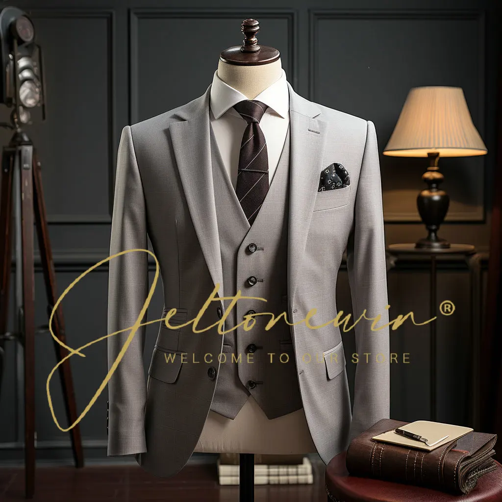 

Business Suits for Men, Notch Lapel, Prom Tuxedos, Blazer and Pants, Regular Fit, Wedding, 3 Pieces Suits For Men