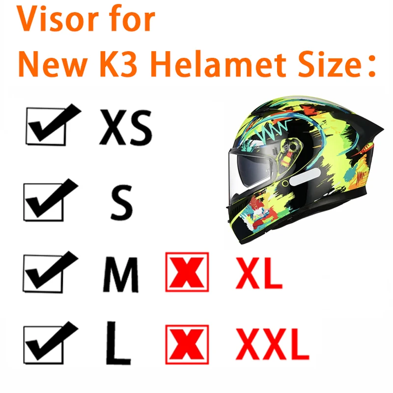 Lente de visera de casco para NEW AGV K3 DOT(E2206) Motorcycle Helmet Glass Windshield Shield Viewfinder Goggles Accessories