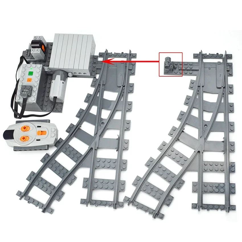 Creative DIY Building Blocks Bricks MOC Set Replaced Train Variable Track Switch Motorized Remote Control Power Functions Leduo