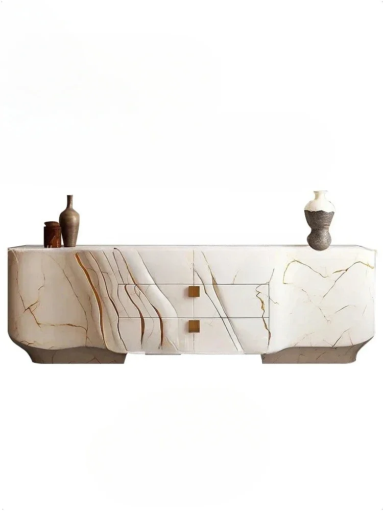 TTMarble Side Cabinet, Light Luxury Minimalist Design Against The Wall, High-end Restaurant Home TV Cabinet