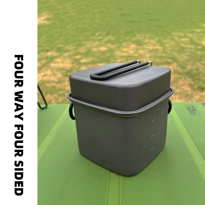 

Квадратная складная портативная алюминиевая кастрюля для кемпинга на открытом воздухе — набор для приготовления пищи на пикника, походов и приготовления пищи, термостойкий горшок