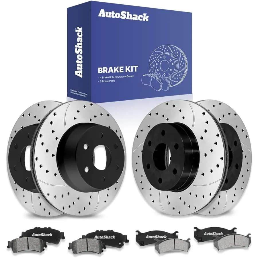 Rotors de frein à fente percés avant et arrière, plaquettes de frein en céramique de remplacement pour GMC Sierra 1500 Classic Chevrolet Silverado 1500 Ast