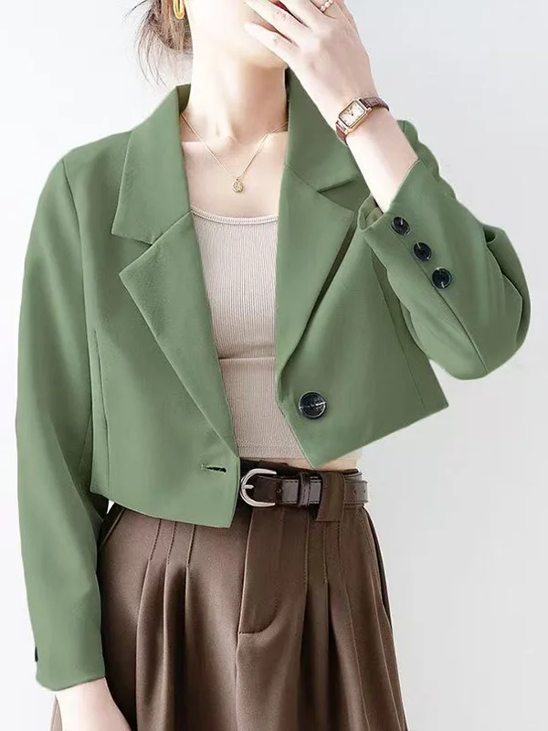 

Women"S Outerwear Overcoat Female Blazer Mujer Flower All Match Spliced Heavy Chain Folds Pu Leather Bodycon Working Shawl