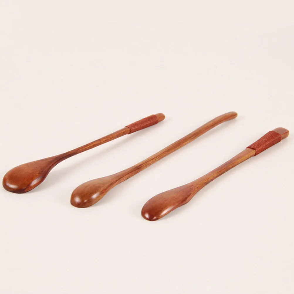 

3pcs Coffee Spoon Set Eco-Friendly Wooden Soup Spoon Food Serving Scoop Kitchen Utensil Wood Tableware Natural for Home