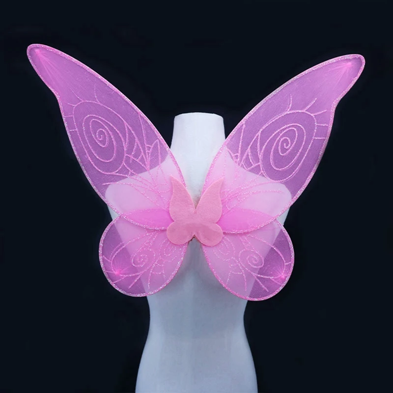 Fashion Kids Butterfly Wings Girls Sweet Solid Yarn Birthday Party Halloween Xmas Cosplay Costume Fairy Tale Props Children Gift