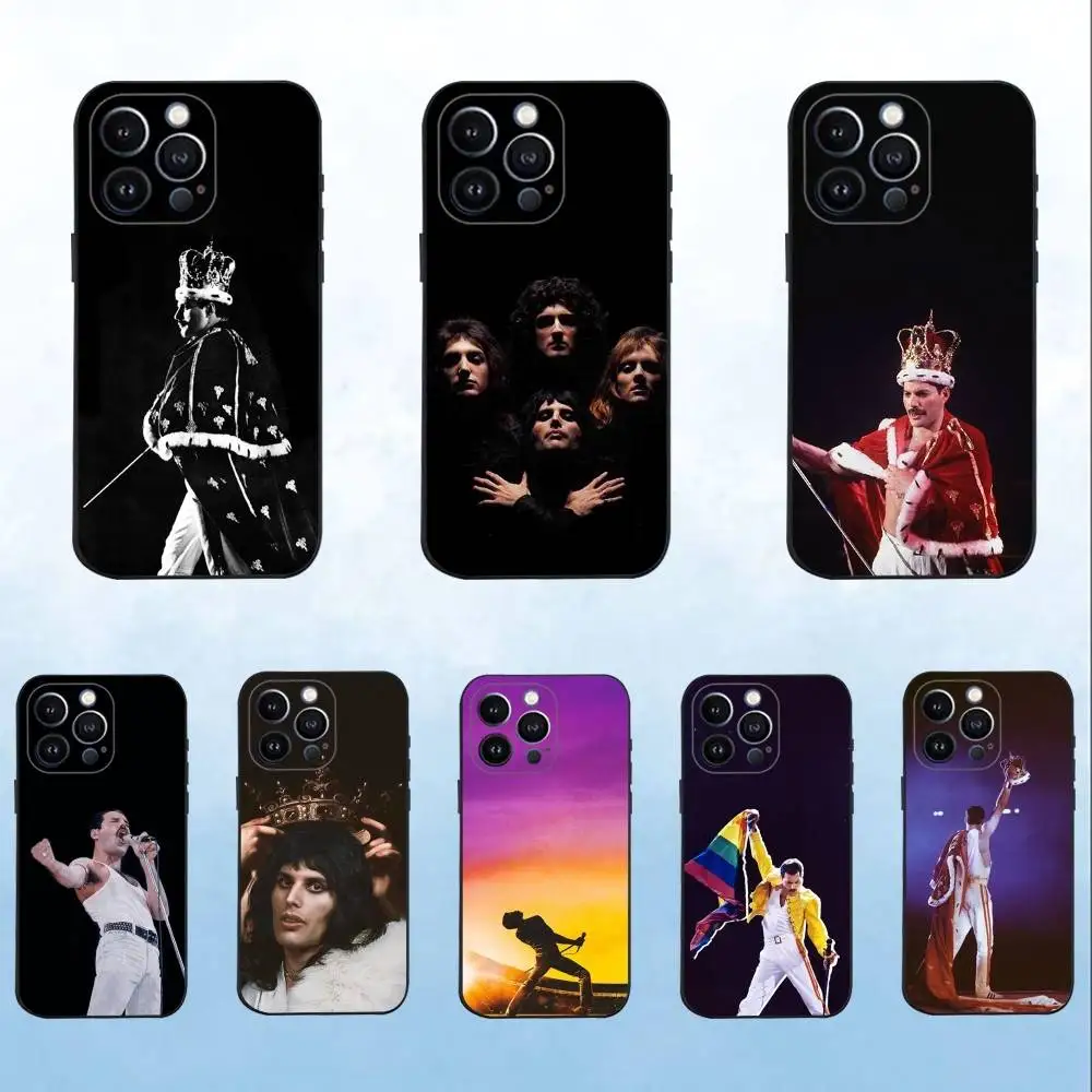 

F-Freddie M-Mercury Singer Phone Case For iPhone 16,15,14,13,12,11 Plus,Pro Max,XS,X,XR,SE,Mini,8,7,Soft Silicone Black Cover
