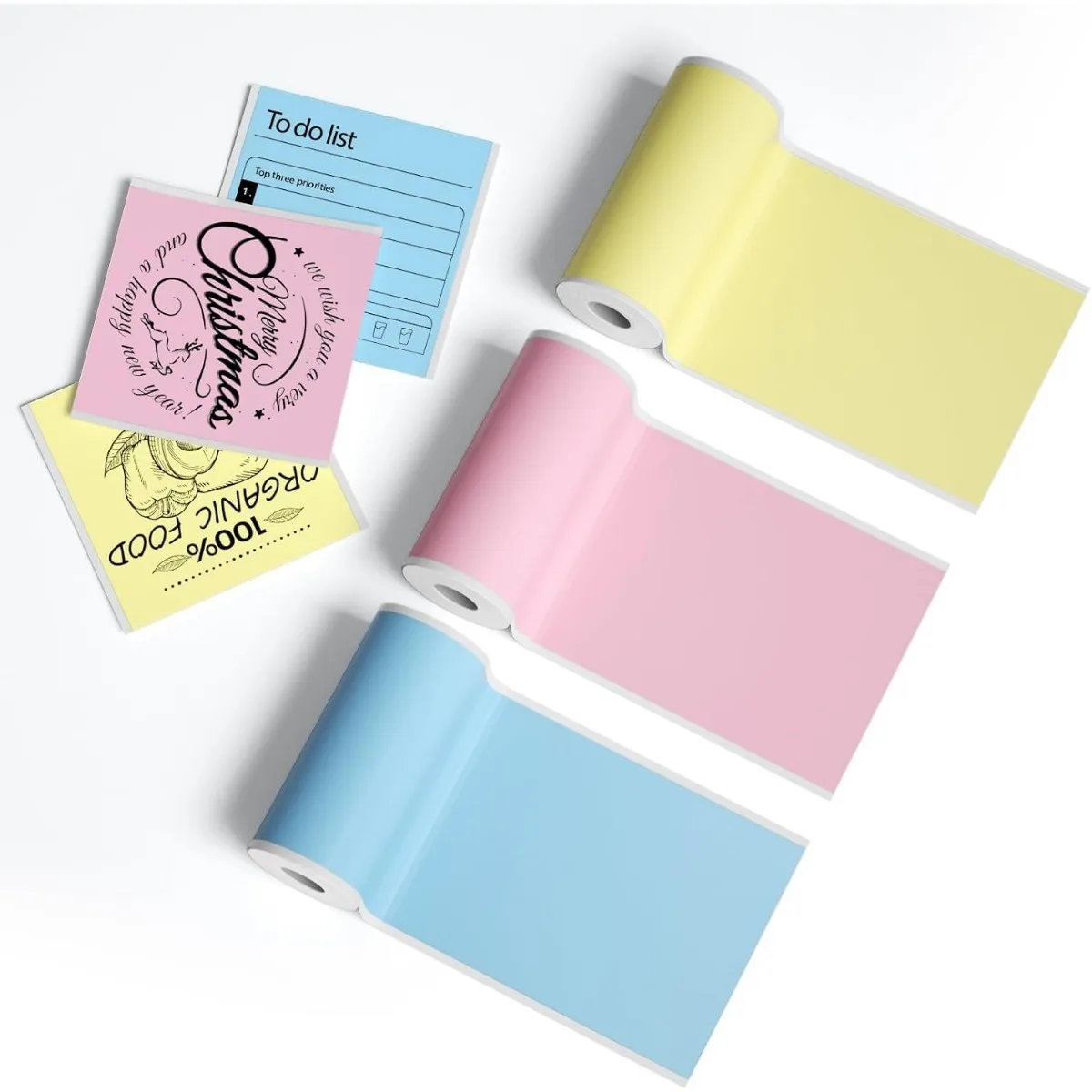 Rotoli di ricarica termica per fotocamera per bambini: carta adesiva senza BPA 57x30 mm (Yel/Blu/Rosa)