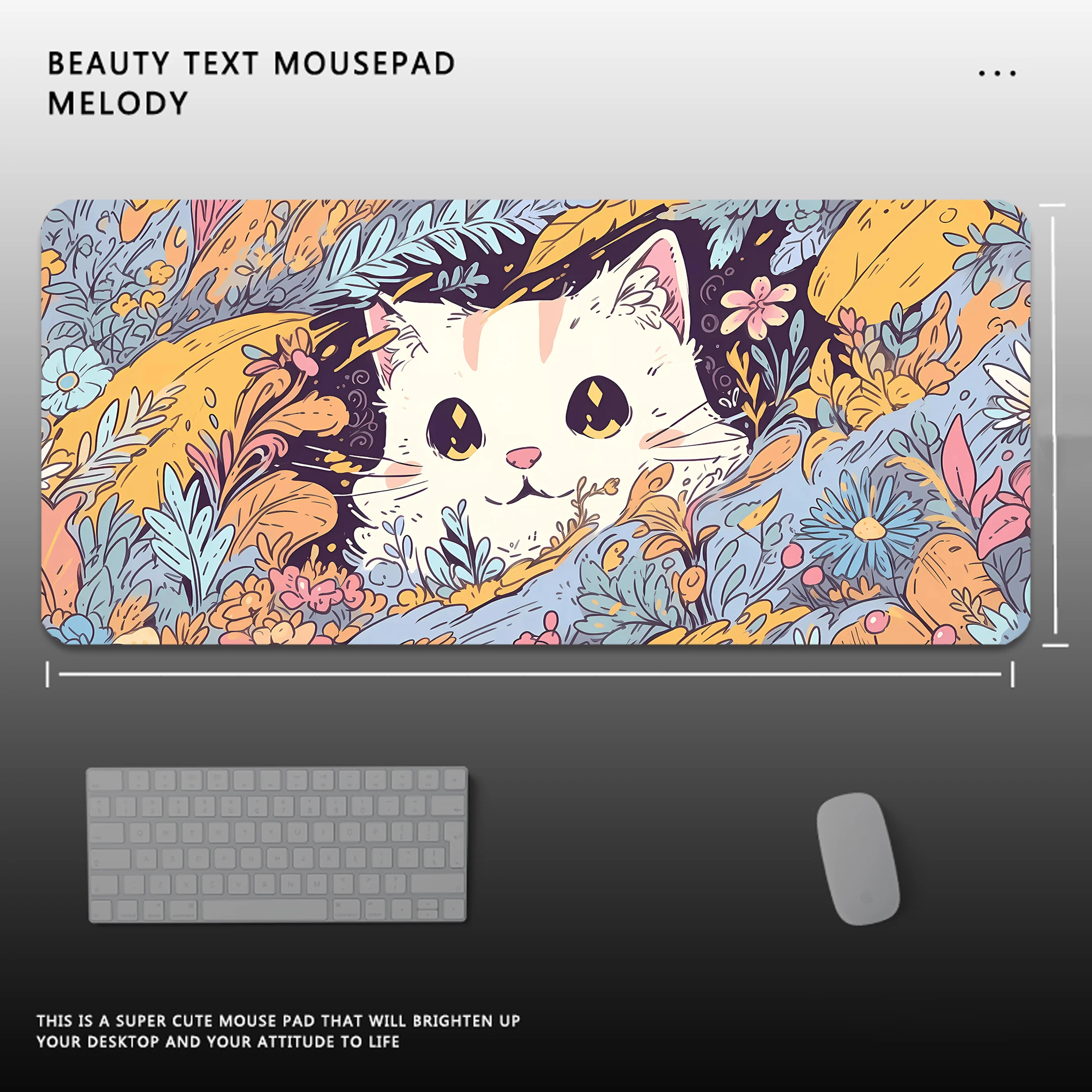 Kawaii Cat Mouse Pad Desk Pad Mouse Mat Desk Mat Computer Keyboard Desk Mat Desk Pad With Non-Slip Base And Stitched Edge