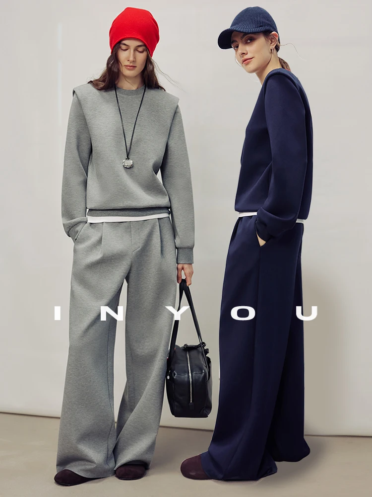 

Sli Spor свободный комплект с капюшоном и брюками для женщин, осенне-зимние повседневные брюки с высокой талией, круглые брюки Ne Long Sve